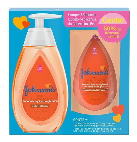 Sabonete Líq. Johnsons Baby Cabeça Aos Pés 400ml + Refil