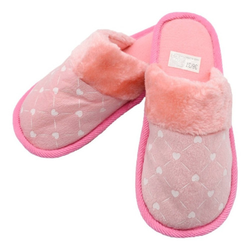 Pantufa Chinelo Feminina Estampa Coração Sola Antiderrapante