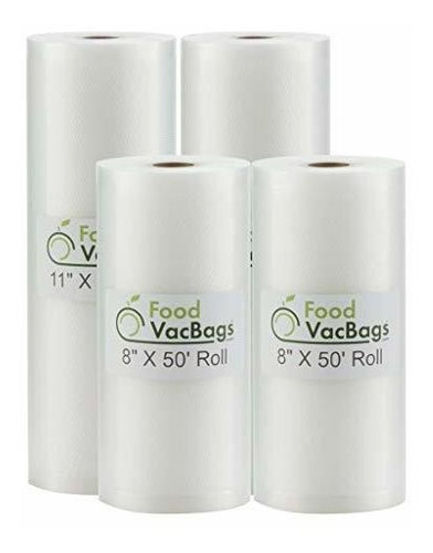 Four Foodvacbags Vacuum Sealer Rolls - (2) 8x50 & (2) 11x50,