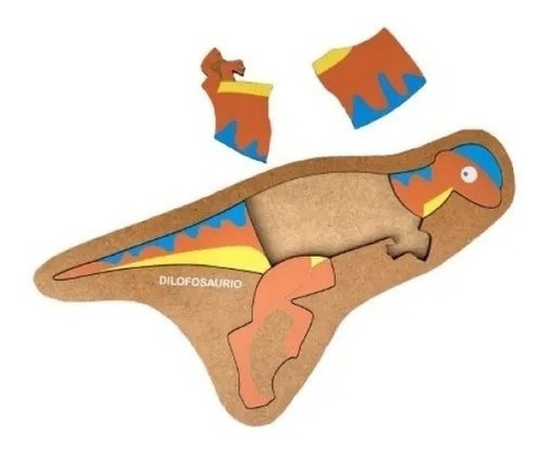 Dinosaurio Puzzle Encastre Madera Rompecabezas Dilofosaurio