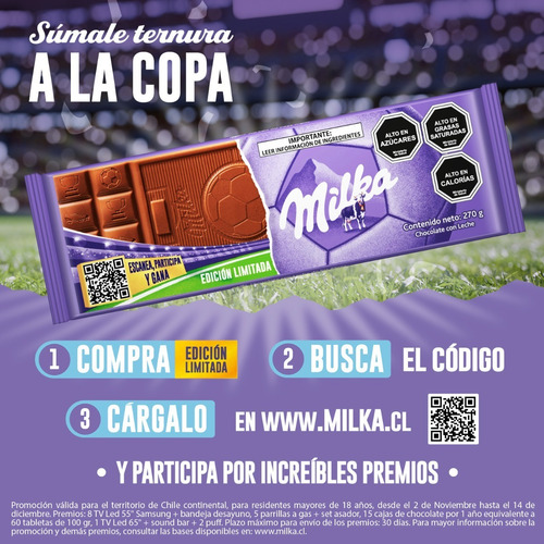 Imagen 3 de 3 de Chocolate De Leche Milka® Copa Barra 270g