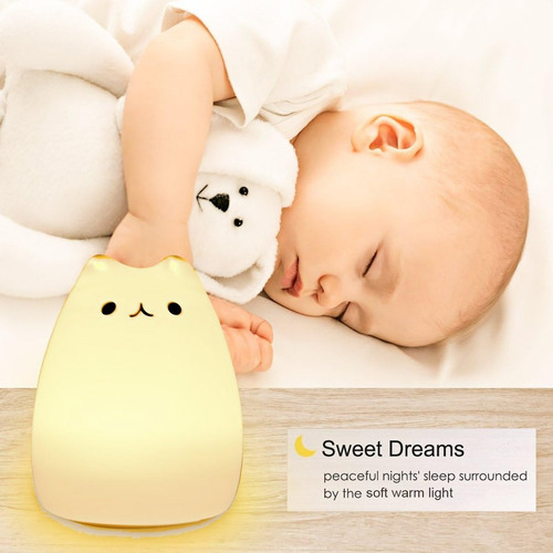 Luz Nocturna Led Sensor Táctil De Silicona Suave Para Gatos