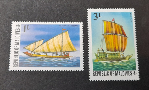 Sello Postal - R. Maldives - 1975 - Barcos