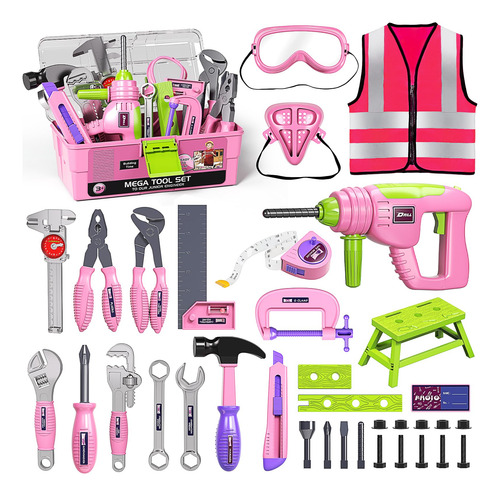 Juego De Herramientas Deejoy Taladro Electrónico Rosa 3 A 5
