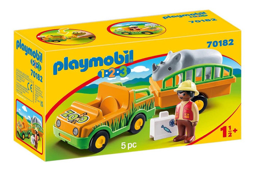 Playmobil 1 2 3 Vehiculo Del Zoo 70182 Pido Gancho