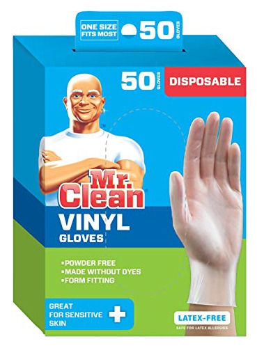 Guantes De Vinilo Desechables Mr. Clean, 50 Unidades (paquet