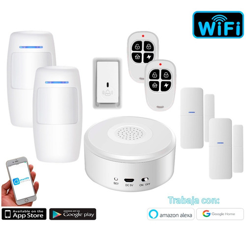 Imagen 1 de 8 de Kit 4 Alarma Casa Inalámbrica Wifi Celular App Smartlife