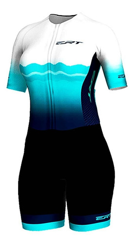 Imagem 1 de 5 de Macaquinho Ciclismo Fem New Elite Forro Gel Ert Blue Waves