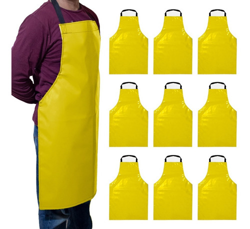 Mandil De Lona Kit 10pz Impermeable Delantal Mediano Multius Color Amarillo Diseño De La Tela Lona Impermeable