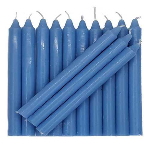 8 Velas Palito - Velas Brancas, Coloridas E Bicolor Com 18cm Cor Azul-claro