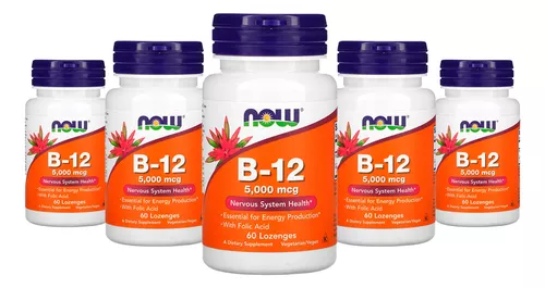 Now Foods Vitamina B12 5000mcg E Ácido Fólico 60past 5un Parcelamento