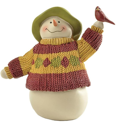  . Tall Snowman With Cardinals Bird Figurines Collectib...