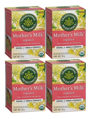 Té Para La Lactancia Orgánico Mother's Milk 64 Sobres-4cajas