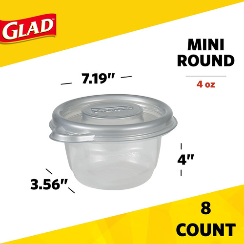 Mini Recipientes Redondos 4oz Para Almacenamiento Con Sello