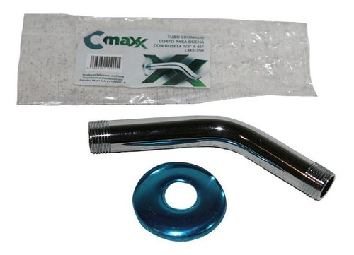 Imagen 4 de 8 de Tubo Corto Cromado (con Roseta) Para Regadera, ½ X 45° Pc