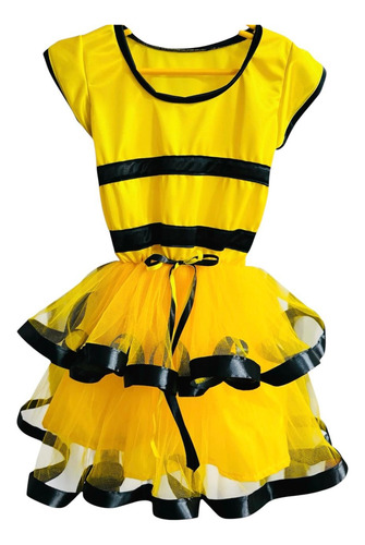 Disfraz Abejita Niña Vestido Accesorios Lets Play Desing Amarillo Y Negro 1