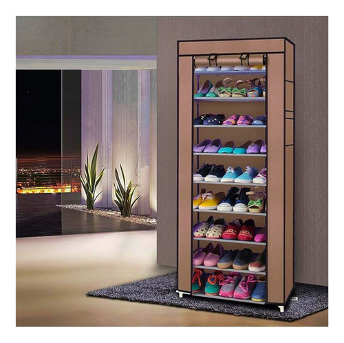Zapatera Armable Aluminio Tela Plástica 9 Niveles Colores