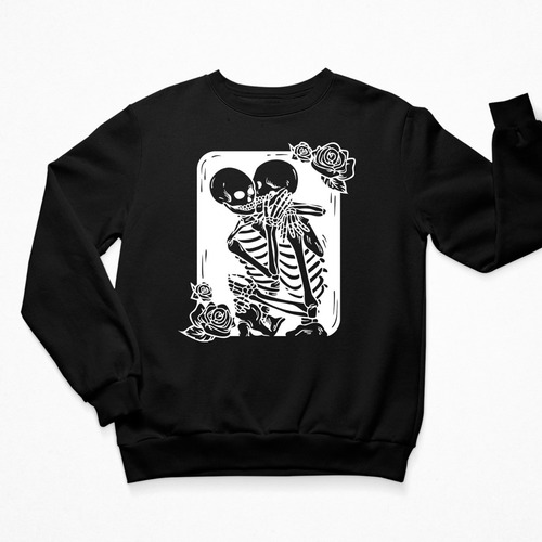 Imagen 2 de 4 de Sudadera Día De Muertos - Unisex- Halloween- Esqueletos Amor