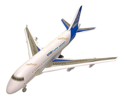 Imagen 5 de 10 de Avion Grande De Juguete A Friccion Juego Con Luz Y Sonido