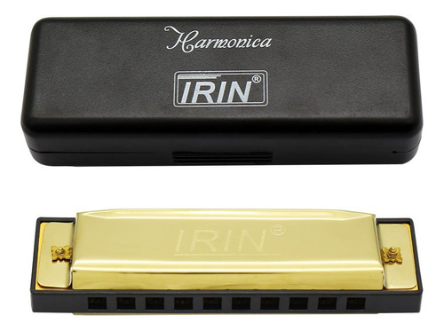 10hole Blues Harmonica Golden Cover Con Estuche De