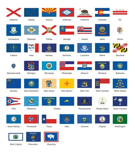 Banderas De Los Estados De Estados Unidos Eeuu 60 X 90 Cm