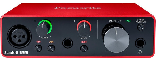 Interfaz de audio Focusrite Scarlett Solo 5V roja 3.ª  gen