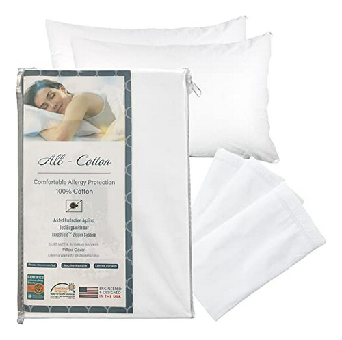 Protector De Almohada De Algodón 100% - Queen - Blanco - 2 P