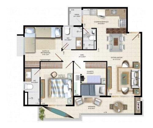 Imagem 14 de 14 de Apartamento À Venda Com 70 Metros No Guararapes -fortaleza
