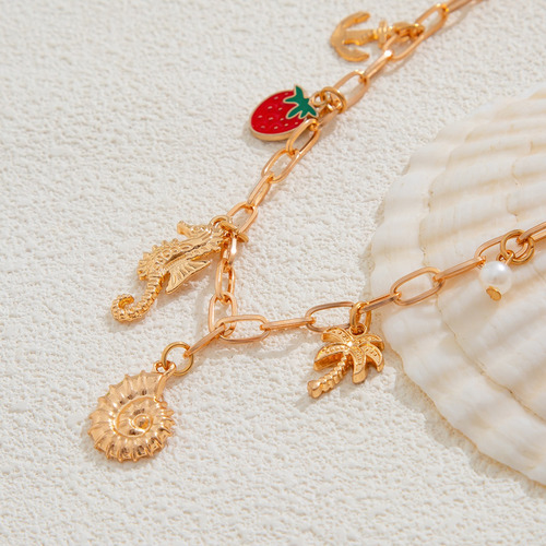 Y2k Collar Boho Con Colgante Flor Caracola Joyería Verano