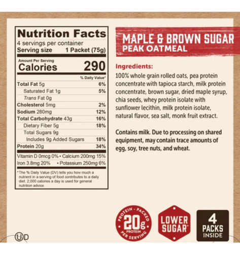 Kodiak Cakes Avena C/proteína Apple Cinnamon C/6 300gr