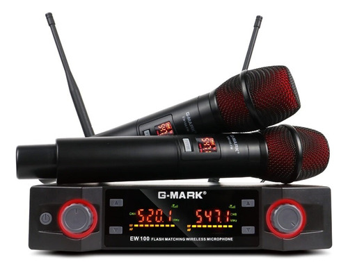 Micrófono profesional G-mark UHF inalámbrico ajustable negro