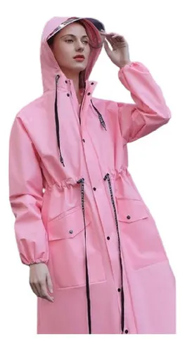 Capa Impermeable Mujer Moda Lluvia Tipo Gabardina Largo