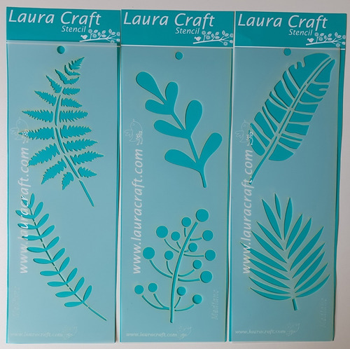 Stencil Laura Craft Set Hojas De La Selva