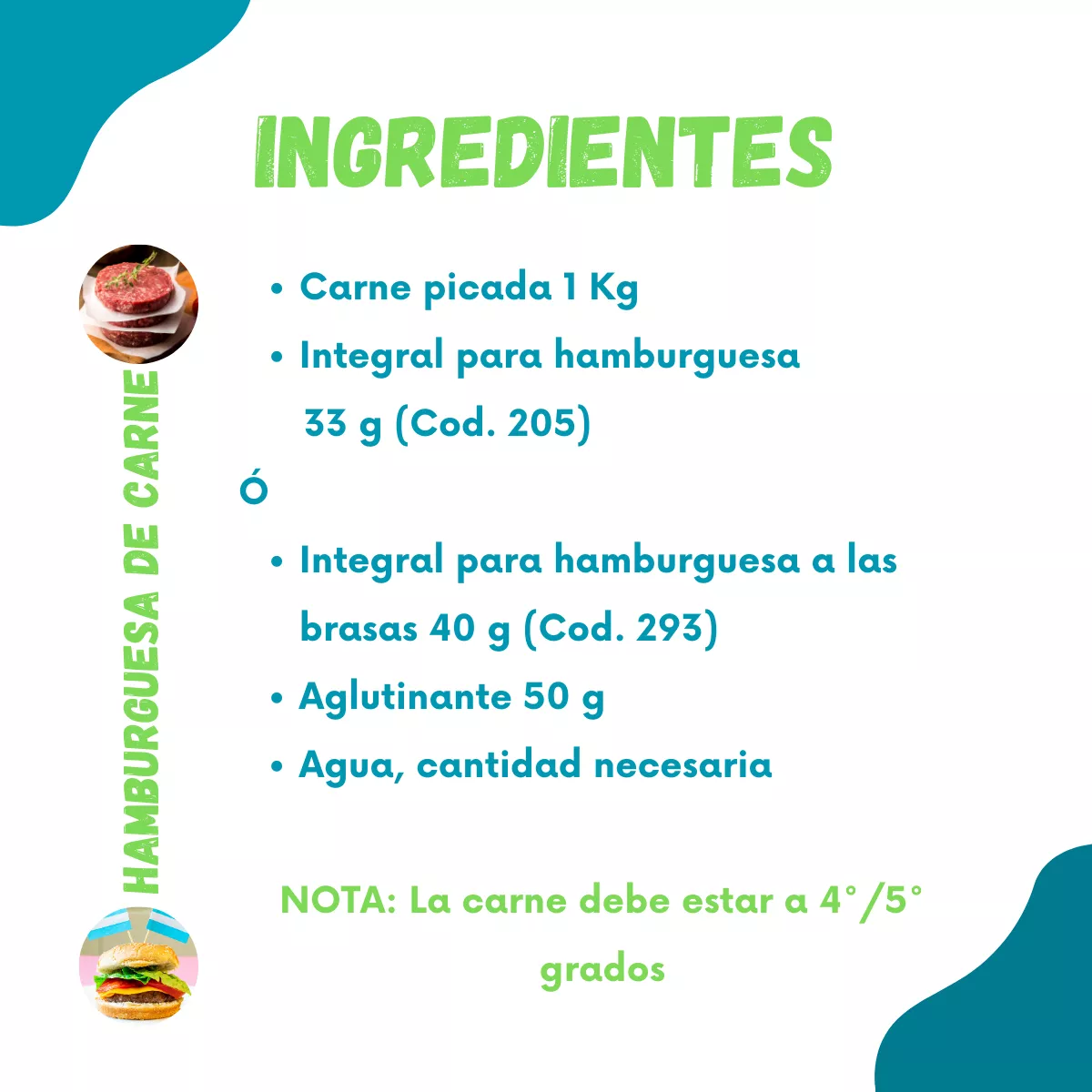 Primera imagen para búsqueda de ligante para hamburguesas de carne