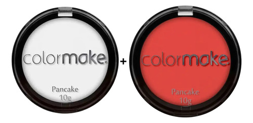 Base Pancake 1 Branco + 1 Vermelho Colormake Maquiagem Tom Kit Pancake Pó Color Make Premium 1 Preto / 1 Vermelho / 1 Branco