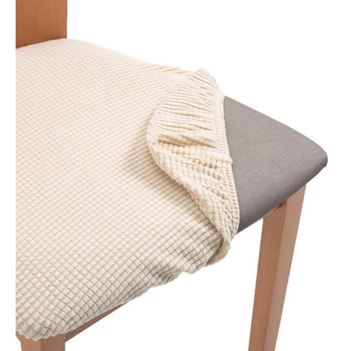 Estirar La Cubierta Del Asiento De La Silla De Comedor Beige