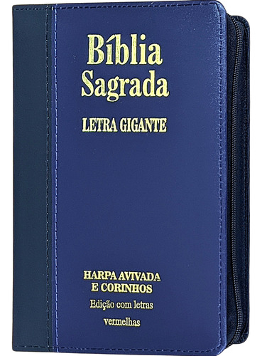 Biblia Letra Grande - Zíper - Preta - C/ Harpa - 14x21cm