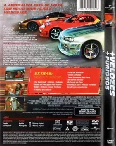 Dvd + Velozes + Furiosos - Original