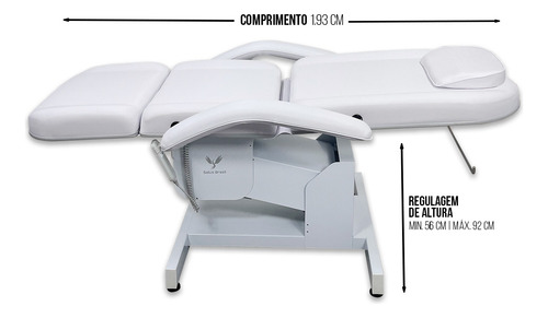 Maca Poltrona Elétrica Bivolt Completa Rodizios Plastificação Pedal Controle Estética Spa Cor Pérola / Base Branco