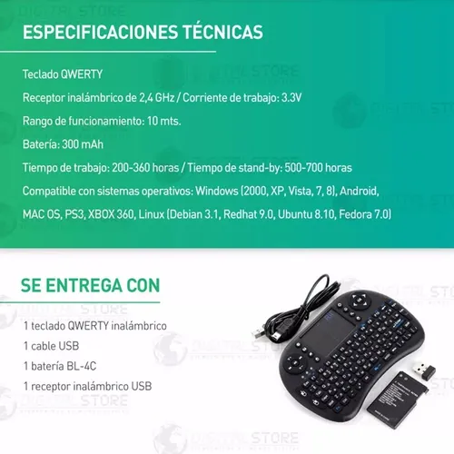 Teclado Inalambrico Mini Con Luz Led Bluetooth + Touch Pad