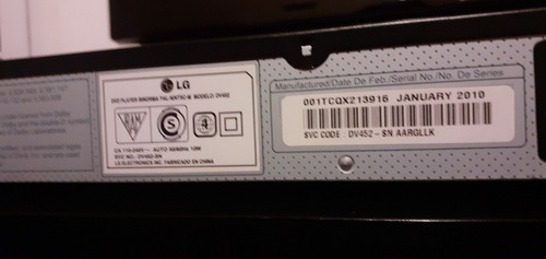 Reproductor Dvd LG Dv 452 Usado Lanús