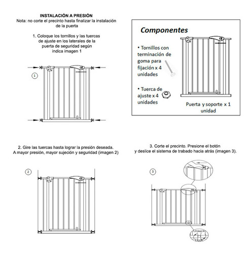 Puerta De Seguridad Bebe Niños Metalica Extensible Escalera