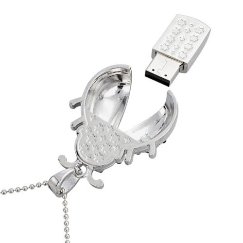 32gb Modelo De Plata De Cristal De Diamante Mariquita Usb Fl