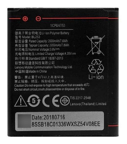 Bateria Pila Bl253 Lenovo A2010 A2010-a 2000 Mah 