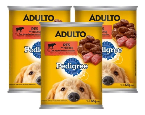 8 Latas De Alimento Húmedo Pedigree Res Filetes 