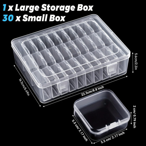 Caja Organizadora Transparente, Contenedor De Cuentas, 30