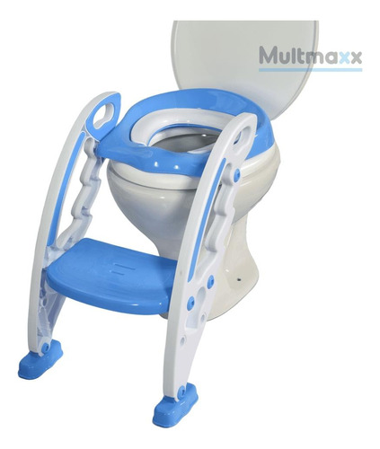 Assento Redutor Infantil Com Escada Para Vaso Azul Multmaxx