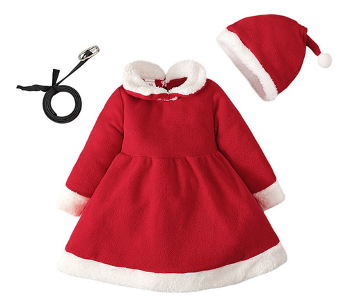 Vestido Navideño Para Niñas, Sombrero Y Traje De Tres Piezas