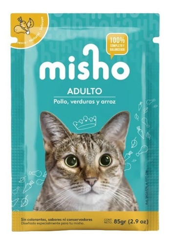 24 Sobres Alimento Para Gato Misho Sabor Pollo 85 Grs C/u