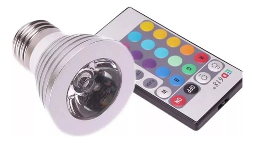 Lampara Led 3w Rgb 16 Colores C/ Control Remoto Bajo Consumo